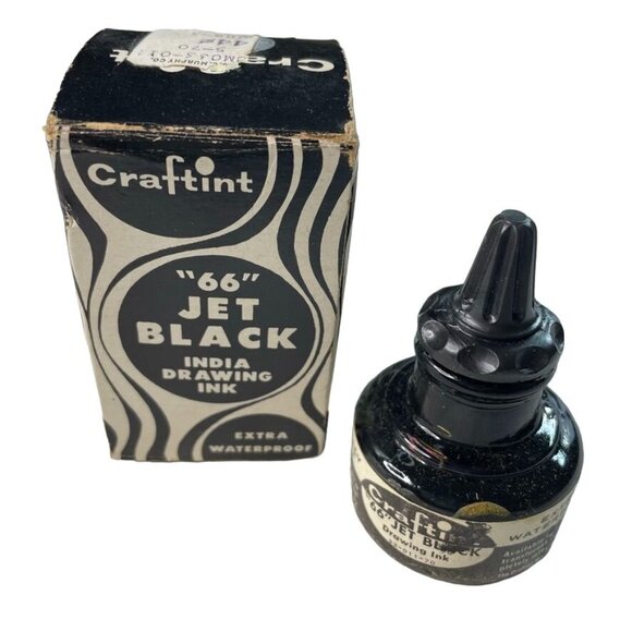 Vintage Black India Extra Waterproof Drawing Ink Mix Media Craftint u - Picture 1 of 4
